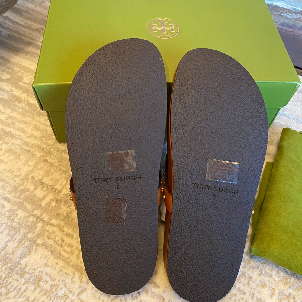 ✨NEW✨ Tory Burch Miller Cloud Vintage Plaque Sandals in Bourbon Miele-Size 7.5 - Picture 6 of 7